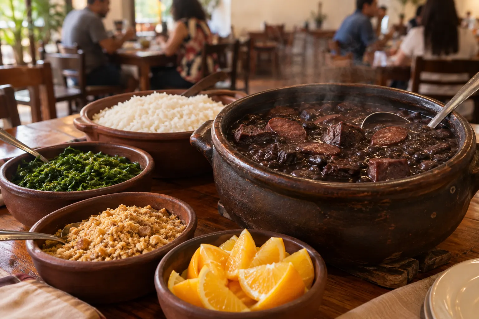 Cozinha de comida brasileira em pleno serviço